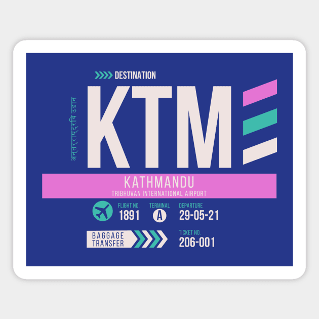 Kathmandu (KTM) Airport Code Baggage Tag Magnet by SLAG_Creative